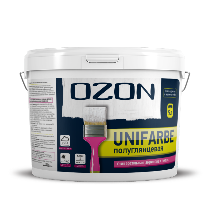 Краска эмалевая для наружных работ по дереву OZON Unifarbe ВД-АК-158С-10 С (бесцветная)  обычная